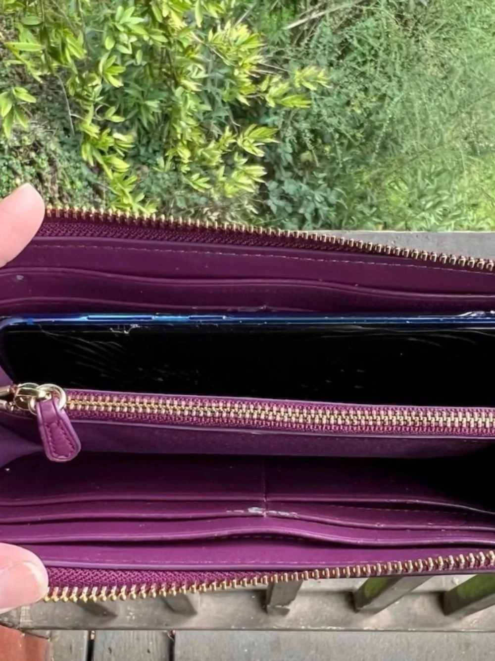 COACH Long Zip-Around Wallet Purple Smooth Leather w Gold Hardware AUTHENTIC
